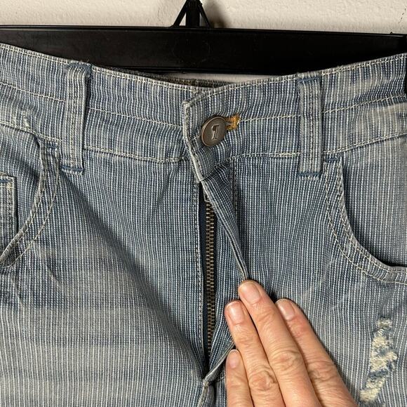 Pilcro and The Letterpress Pinstriped Distressed Cotton Skirt Women's 30 - Picture 4 of 9